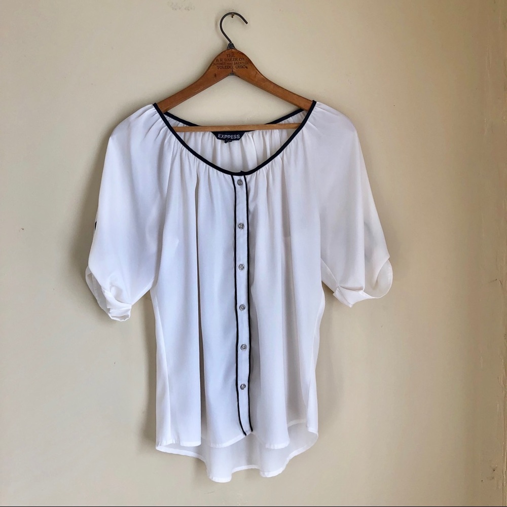 Express White Button Up Blouse